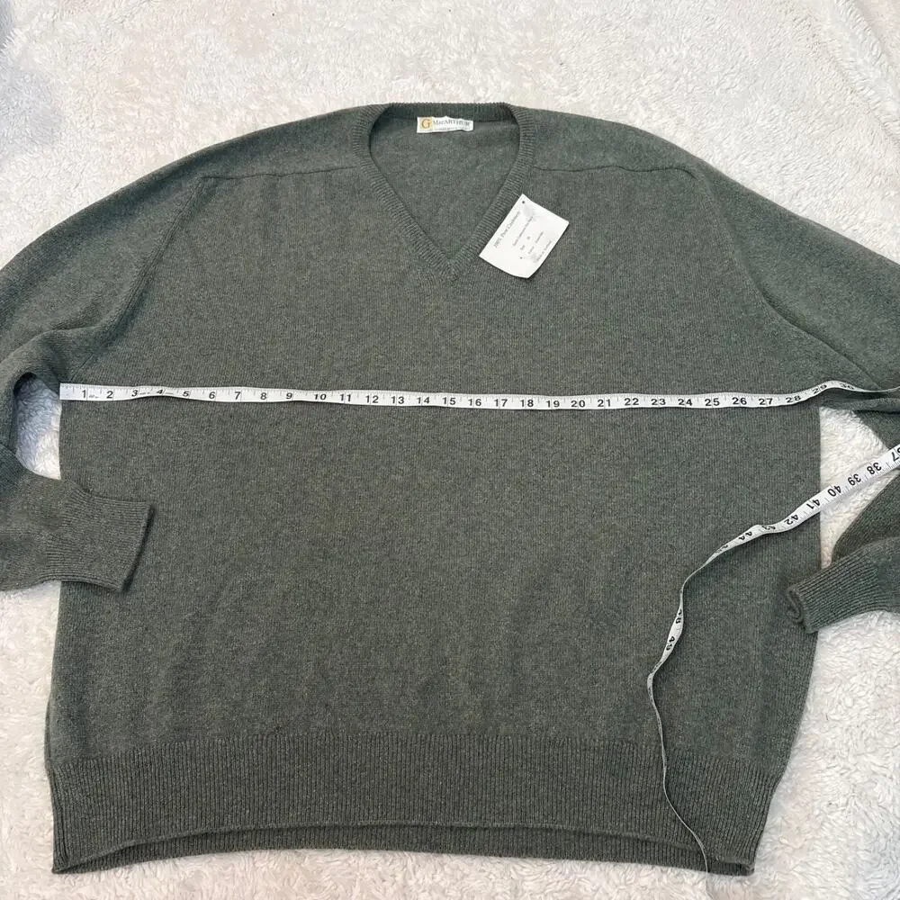 G MacArthur Mens Green Cashmere Sweater Made in Scotland 3Xl Preppy Country Club